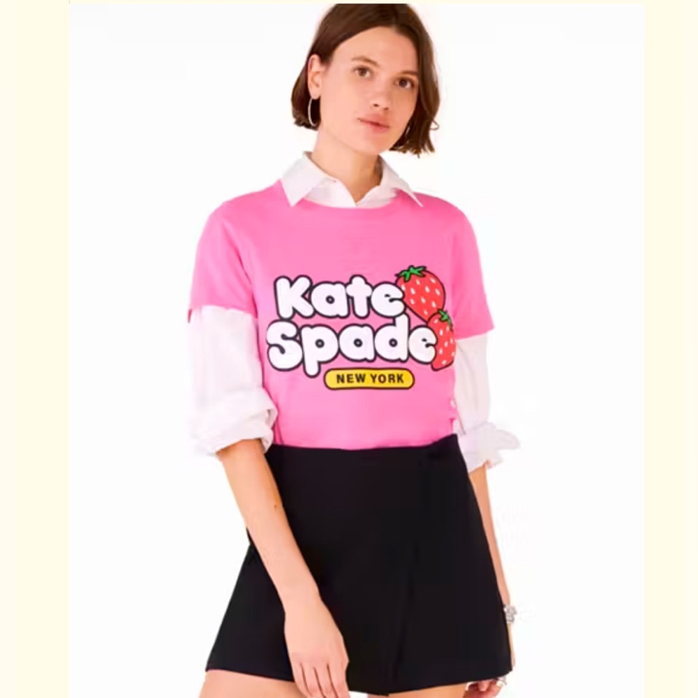 Kate Spade Pink Strawberry Logo Tee - Picture 1 of 3